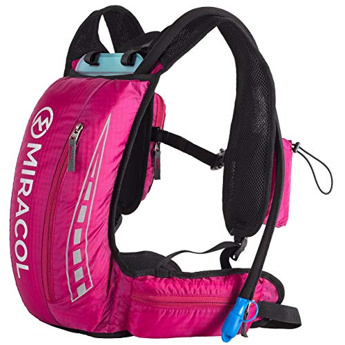 MIRACOL Hydration Vest Backpack with 2L BPA Free Bladder Keeps Liquid Cool Up to 4 Hours Lightweight Pack for Running Hiking Camping Cycling (Rose)
