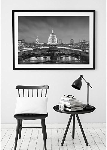 St Pauls Cathedral, Millenium Bridge, London Night Photography, London Print, Black And White, Fine Art, Large Art Print, Travel Photography