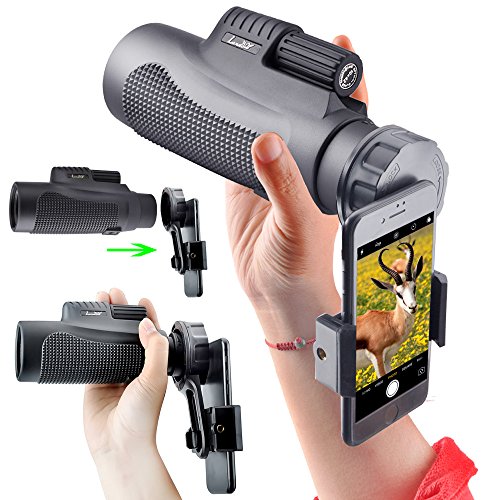 Landove Monoculars 10x42 Compact Monocular Spotting Scope HD Telescope Camping Hunting Traveling Sporting Events Bird Watching Smartphone Adapter Carrying Case