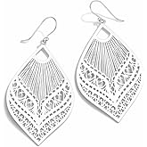 White Filigree Enameled Teardrops on Sterling Silver Earrings