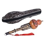ammoon Chinese Bamboo Hulusi Gourd Cucurbit Handmade Flute Ethnic Musical Instrument Key of C with Case for Beginner Music Lovers