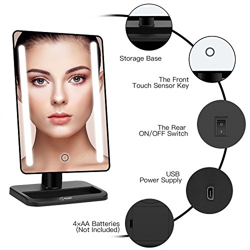 BESTOPE 24 LED Makeup Mirror with 12 inch Lighted Vanity Mirror, Detachable 10X Magnifying Mirror and Touch Screen Dimming for Bathroom and Cosmetic - Thumbnail 3