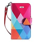 FYY Case for iPhone SE/iPhone 5S/iPhone 5, [Kickstand Feature] Luxury PU Leather Wallet Case Flip Folio Cover with [Card Slots][Wrist Strap] for iPhone SE/iPhone 5S/iPhone 5-Colorful