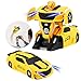 VLSEEK Remote Control Transform Car, Newest RC Vehicle Transforming with One-Button Deformation, Rechargeable 360°Rotating Stunt Racing, LED Head Light, Gift for Kid (Yellow)