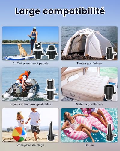 20 PSI Electric Sup Pump, 45W Quick Charge, Rechargeable Paddle Inflator, Double Stage Inflation/Deflation Pump, Auto Shut-off, Type-C & 12V Cable, for Kayak Inflatable Boat