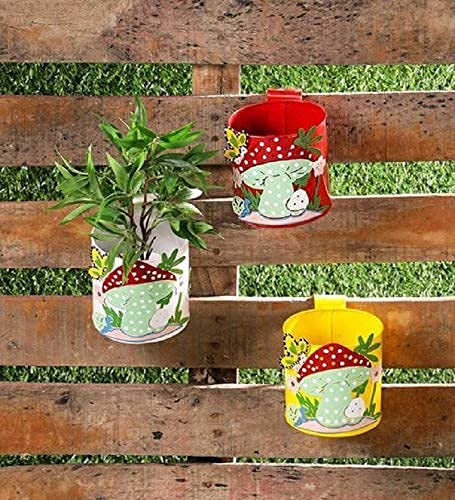 Shiv Gorakh International Designer Hand Painted Railing Metal Planter, Plant Holder, Balcony, Home Garden