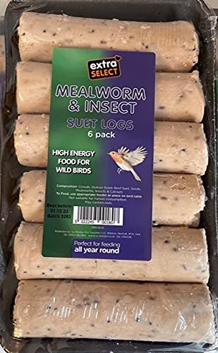 Wild Bird Suet Logs Mealworm & Insect Flavour (Pack of 12 Logs)