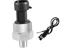 ZEIKIWE 100 PSI Fuel Pressure Sensor, Oil Fuel Pressure Transducer Sender with 1/8"-27 NPT Thread and Harness Kit, Compatible with Fuel, Oil, Air, Water – 316 Stainless Steel Pressure Sensor Switch 0-100 PSI