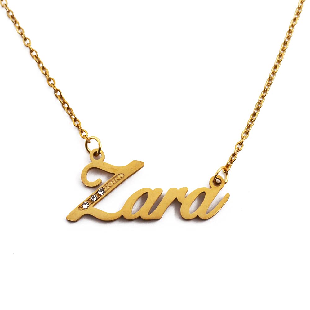Kigu Name Necklace Zara - Gold Tone - Custom Name Necklace - Personalised Jewellery for Ladies- Customised Jewellery for Girls- Custom Pendant Zara