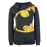 FULLIN Fashion Hooded Sweater Women Leisure Long-sleeved Yellow Personality Printing Pocket Design Hooded Sweater,XL