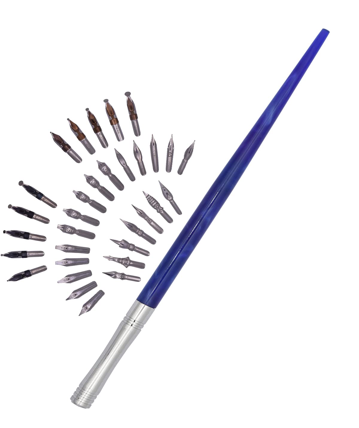 Gullor Resin Dip Pen Handcrafted Calligraphy Set with 33 Nibs for Art, Signatures, Drawing, Caligraphy Kits for Beginners (Purple)