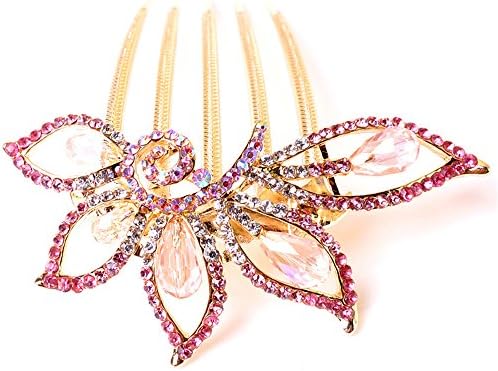 Fashion inlaid crystal alloy hair comb/hairdisk YD1529,Pink
