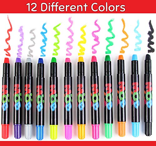 MOBIUS Toys Colorful Hair Chalk Pens for Girls - Hair Chalk (12 Colors), Temporary Hair Color for Kids and Hair Chalk for Kids, Beautiful Hair Paint Birthday Gift for Girls Age 8, 9, 10 ++