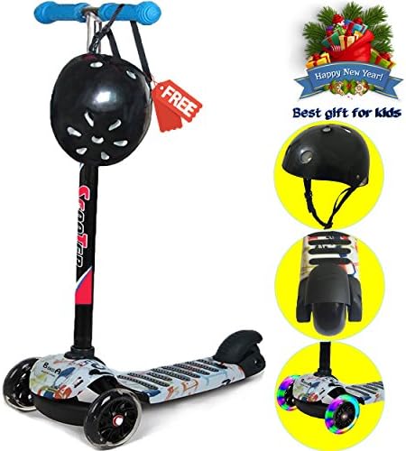 Scooter for Boys and Girls,BOASIA Kids Kick Scooters with 3 Big Wheels,Adjustable T-Bar Height Designed for 3-18 Years Old Toddler Children,Maximum loading weight Up to 178lbs（Blue）