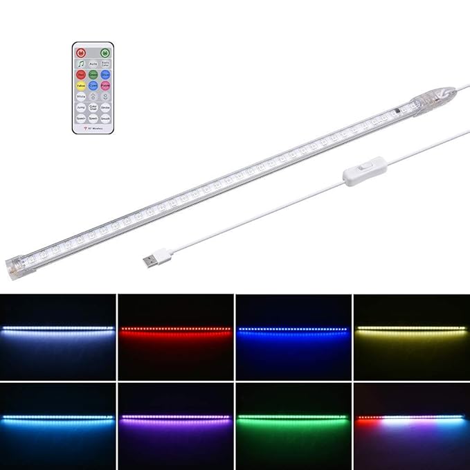 LED Leiste, 10W LED Streifen - SMD5050 36 LEDs, Aluminium Starre RGB LED Lichtleiste 7 Einzelfarben und 6 Farbwechsel Program