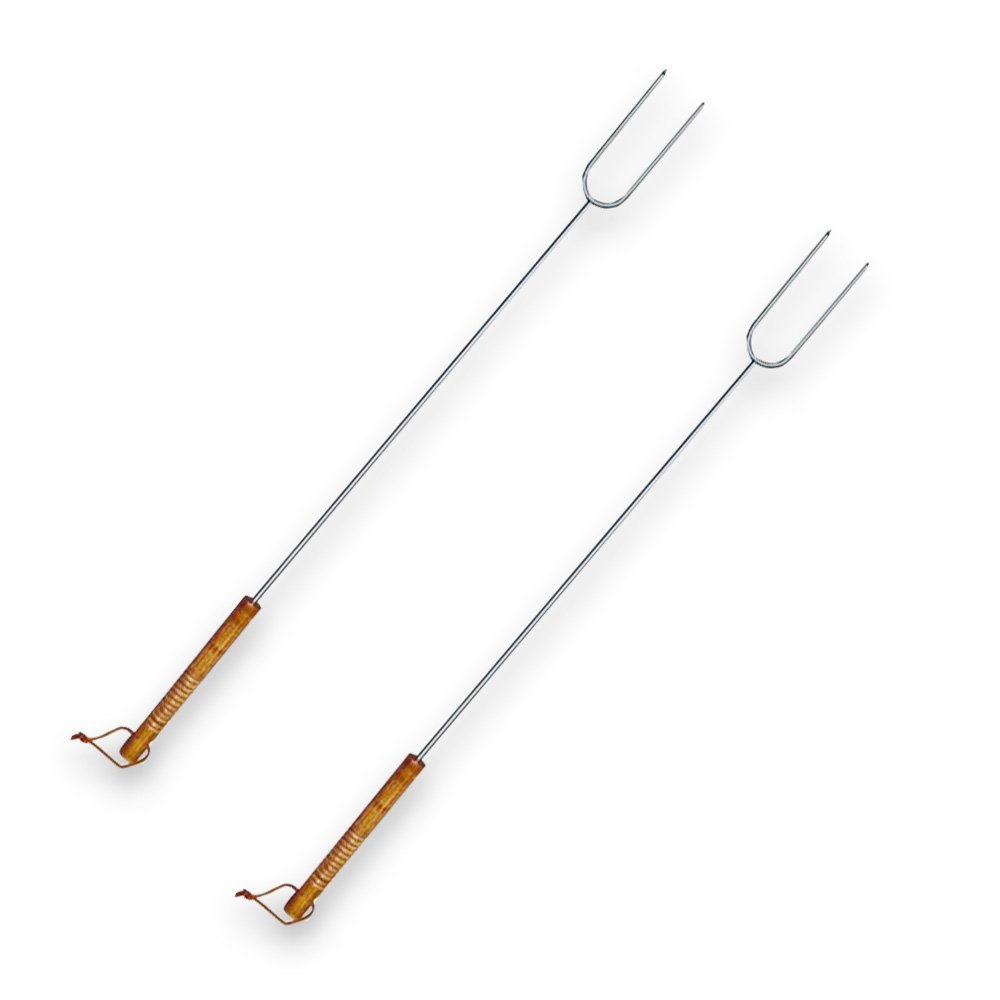 Good Cook Hot Dog & Marshmallow Roasting Sticks -- Set of 2 BBQ Extension Forks (30" Stainless Steel Roasting Forks with Wood Handle)