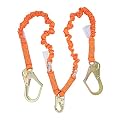 4.5? – 6’ Double Leg Stretch Internal Shock Absorbing Lanyard with 2 Rebar Hooks and 1 Steel Snap Hook