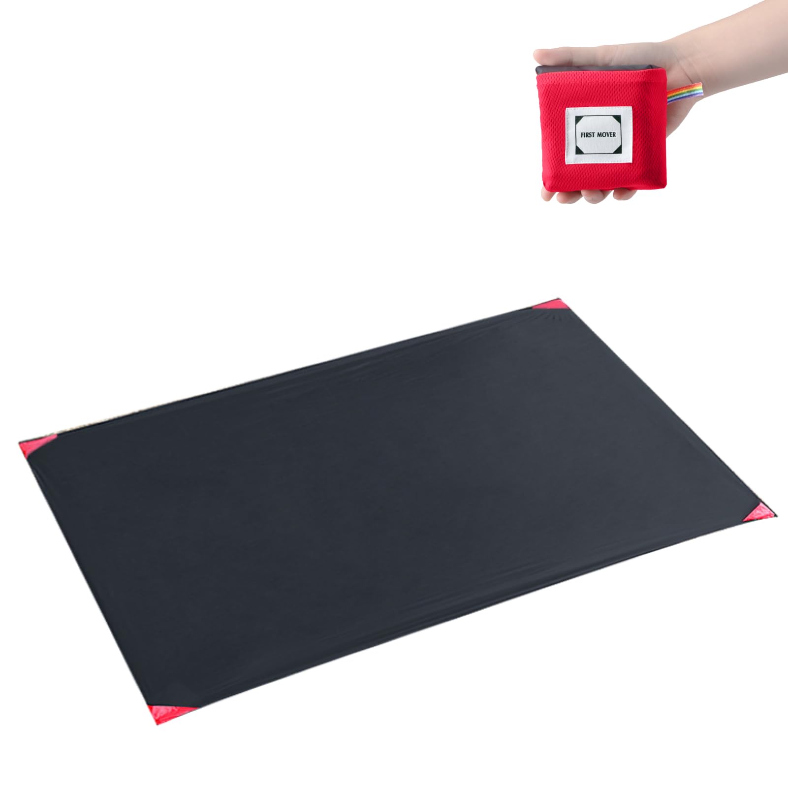 Azarxis Mini Pocket Picnic Blanket Waterproof Beach Mat Sandproof Lightweight Foldable Ground Sheet for Camping Hiking Travel Outdoor Activities (Black - 150cm x 180cm)