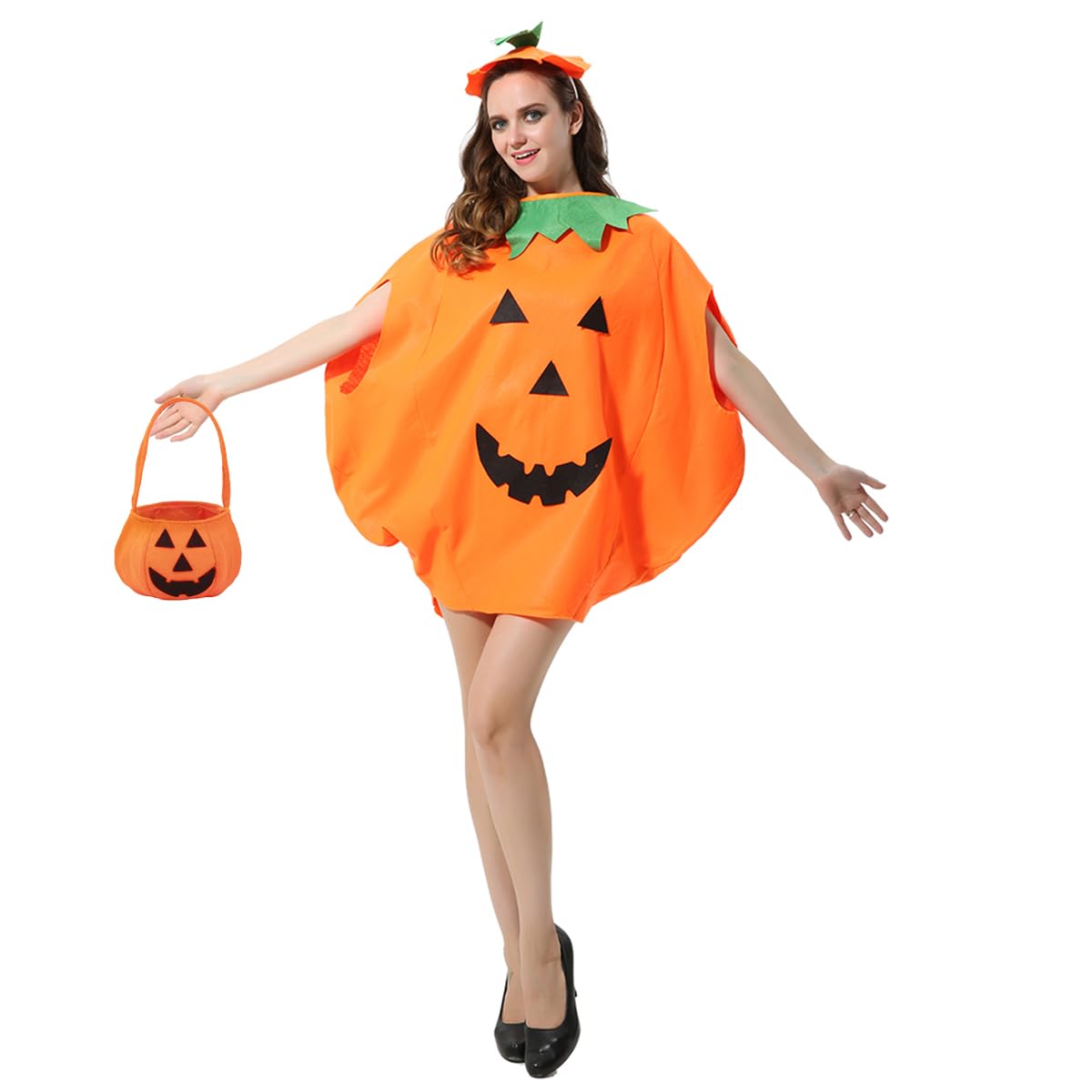 Photo 1 of *** MISSING PUMPKIN BUCKET*** Adult Pumpkin Costume,3PCS Halloween Unisex Pumpkin Cosplay Party Clothes With A Hat,A Bag