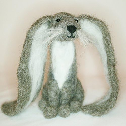 Grey Rabbit Needle Felting Kit ~ English Lop Eared Rabbit~ Skill level: beginner/intermediate ~ Lincolnshire Fenn Crafts