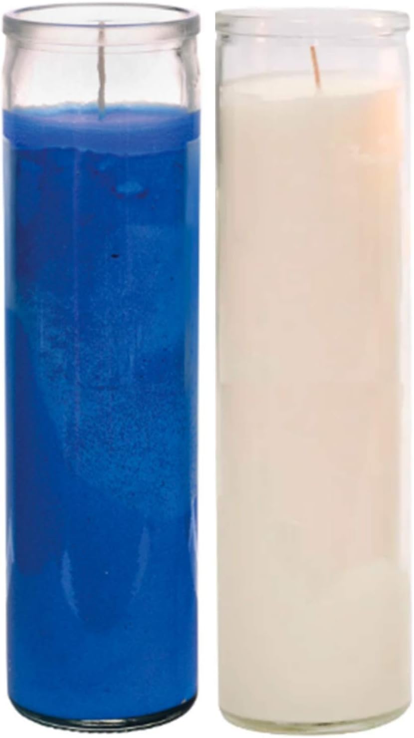 TopNotch Outlet Prayer Candles Blue and White Wax Candle