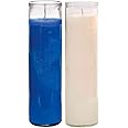 Prayer Candles - Blue and White Wax Candle (2 Pack) Great for Sanctuary, Vigils - Unscented Glass Jars Candle Set - Spiritual Religious Church