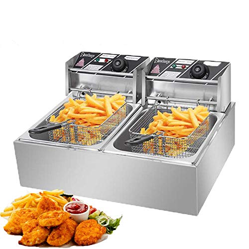 Electric Countertop Deep Fryer, Stainless Steel Large Capacity French
