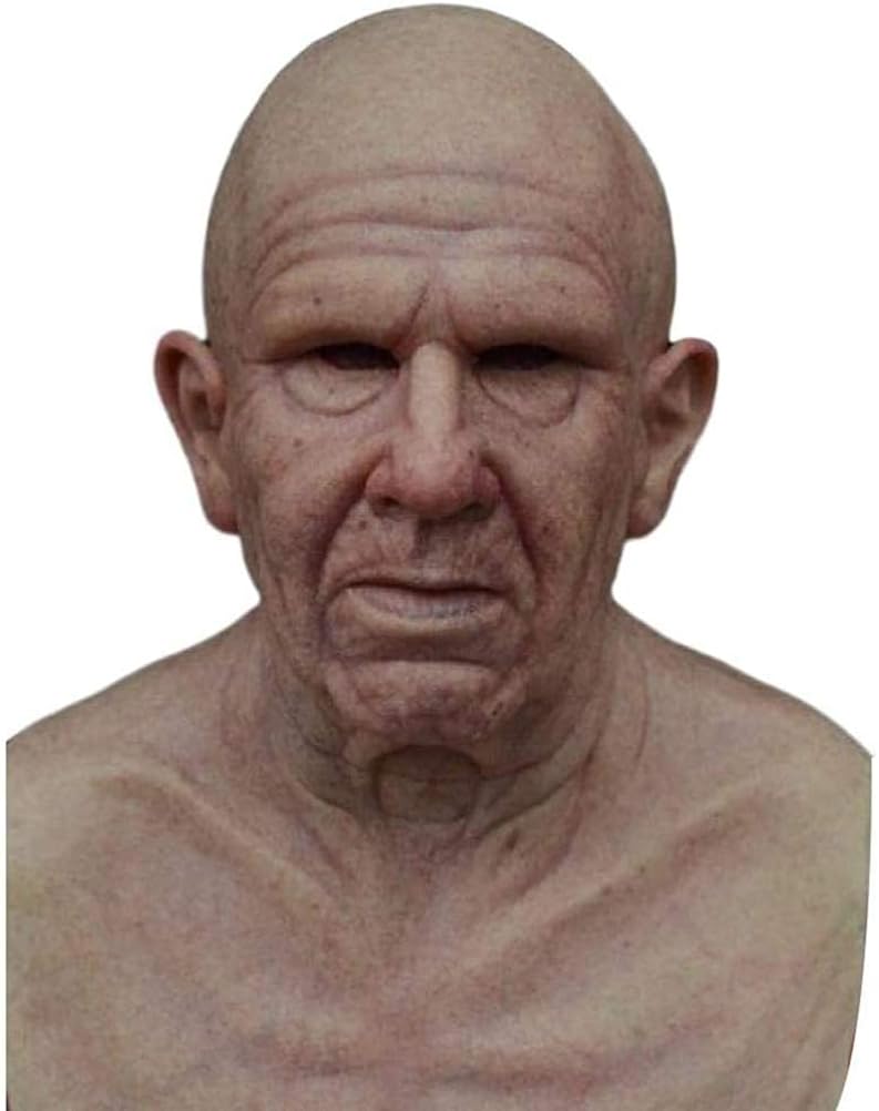 Realistic Old Man Mask, Halloween Human Skin Mask Novelty