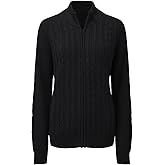 Hongqizo Women's Zipper Cable Knit Sweater Cardigan Long Sleeve Open Front Warm Knit Cardigan Casual Cardigan Knitwear