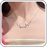 Erimberate Bohemian Crystal Butterfly Choker Necklace Silver Butterfly Pendant Necklace Cz Paved Butterfly Collar Necklace Small Butterfly Chain Necklace Jewelry for Women Gifts