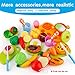 Sotodik 31PCS Cutting Toys Shopping Cart Toys Pretend Food Fruits Vegetable Playset Educational Learning Toy Kitchen Play Food for Boy Girl Kid (Red)