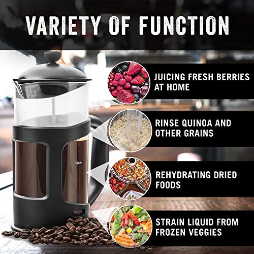Bean Envy French Press Coffee Maker and Milk Frother Set 34 oz Glass