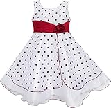 Sunny Fashion Big Girls' Dress Wine Red Dot Tulle Pageant Unique Design 7-8