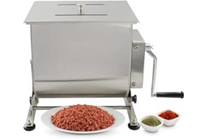 CLIVIA Manual Meat Mixer, 45 Pound Meat Mixer for Sausage, 45lbs Capacity Tilt Tank Sausage Mixer, Stainless Steel Food Processer for Meat, Vegetable, Burger, Dumplings