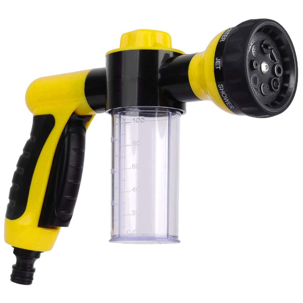 Goolsky Garden Foam Water Sprayer Hose Foam Nozzle Soap Dispenser Gun for Car Washing Pets Shower Plants Watering (Yellow)