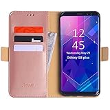 Galaxy S8 Plus Wallet Case,Acrass Samsung Galaxy S8 Plus Flip Cover Case with Kickstand and Card Slots For Girls,Rosegold