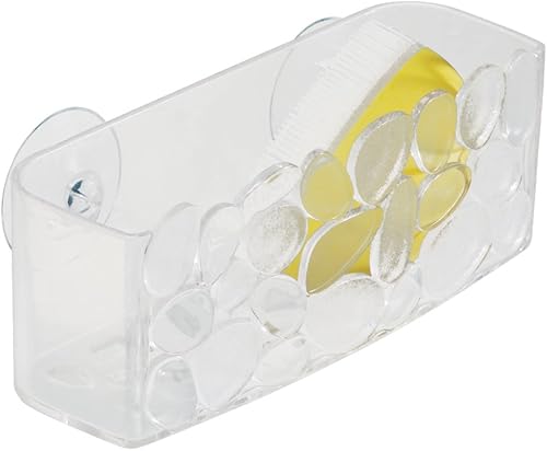 iDesign Pebblz Kitchen Sink Suction Holder for Sponges, Scrubbers, Soap - Clear