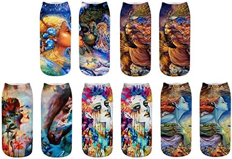 WEILAI SOCKS Women Girls 6 Pack 3D Crazy Animal Cartoon Printed Funny Casual Ankle Socks