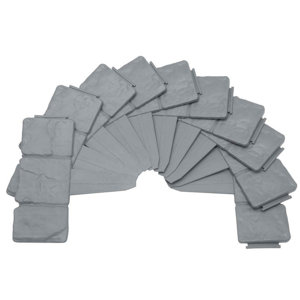 N/U 10 Pack Grey Cobbled Stone Effect, ABS Plastic Garden Lawn Edging Plant Border for Flower Bed Fence Grass Edging (10 Pack)