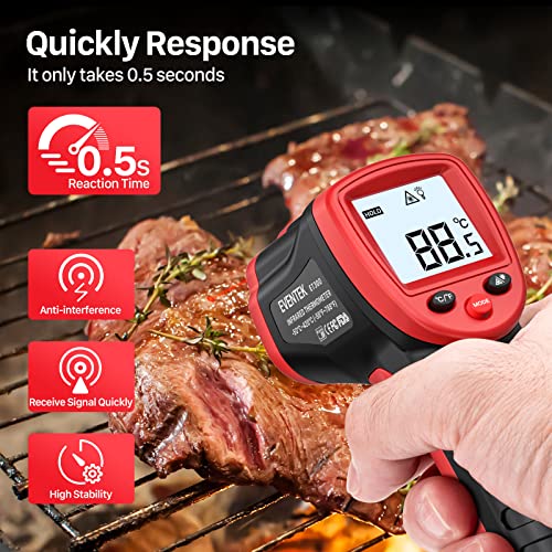 Eventek Infrared Thermometer -50°C~500°C (-58°F~932°F), Digital IR Laser Non-Contact, Temperature Gun, Can't Measure Fever - Red/Black【Non-body Use】