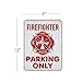 American Wit Firefighter Firemen Parking Only Metal Sign - Novelty 12 x 8 Inches For Indoor and Outdoor Decor. (Firefighter Parking Only)