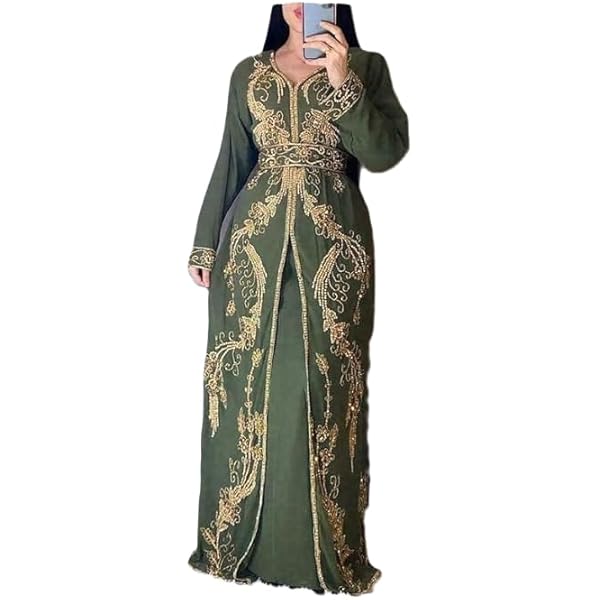 Kaftan for Women Green Dubai Moroccan Abaya Kaftan Hand Beaded Caftan  Farasha Jalabiya Arabic Maxi Dress by ZARDOZI Art (X-Small) at Amazon  Women's Clothing store