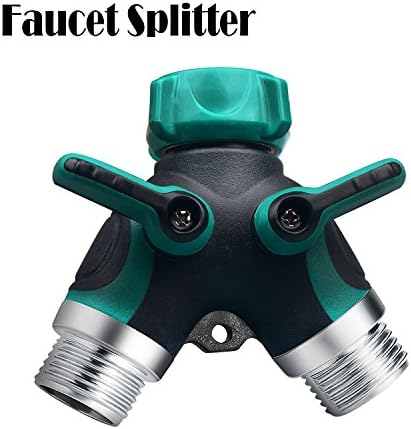 Dutiger 8609091 Faucet Splitter Garden Hose Adapter Connector with Brass Valve for Drip Irrigation Sprinkler Watering
