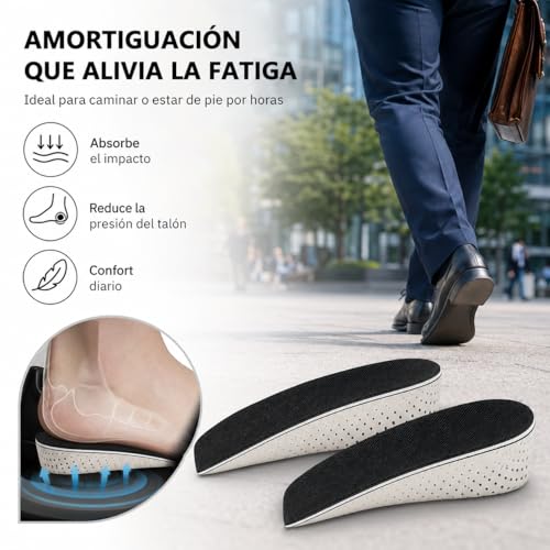 3 piezas Plantillas para Aumentar La Altura, Medias Almohadillas Invisibles para Aumentar La Altura de 2, 3, 4cm, Absorbentes Del Sudor y Transpirables, Adecuadas para Hombres y Mujeres