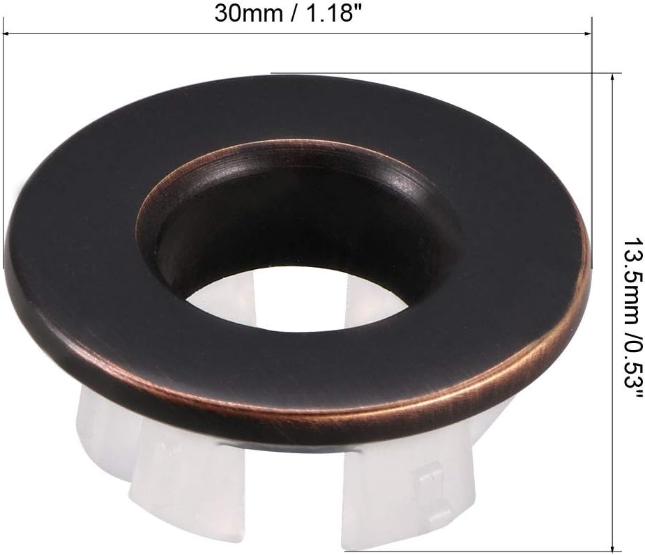 sourcing map Sink Basin Trim Overflow Cover Copper Insert in Hole Round Caps Bronze Black - Image 3