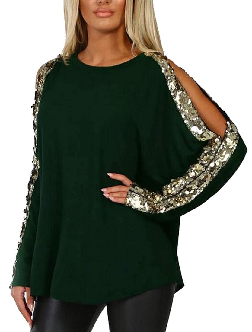 green sequin long sleeve top