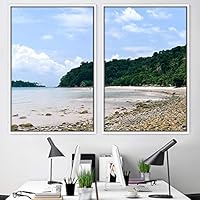 2 Piece Framed Canvas Wall Art Coastal Scenery Canvas Prints Home Artwork Decoration for Living Room,Bedroom - 16