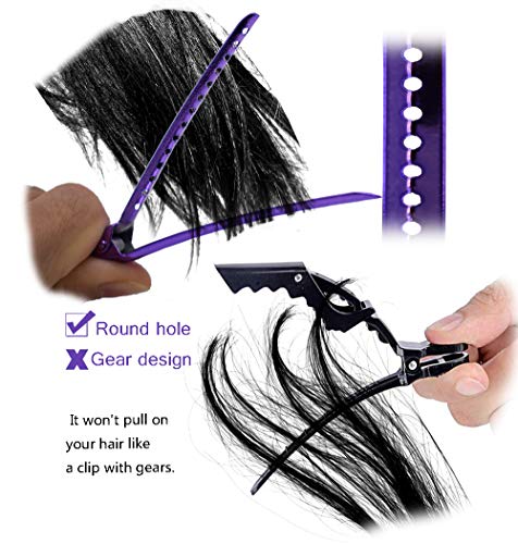 Hair Duckbill Clips for Women, 12 Pcs Professional Rustproof Metal Hair Styling Clips Hair Clip Set, 3.7 Inches Durable Salon Hair Clips Styling Tools for Salon, Personal &thick Hair (Purple)