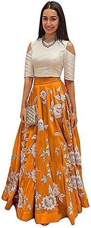 Takshay Fashion Women's Silk Semistiched Lehenga Choli" Yellow"