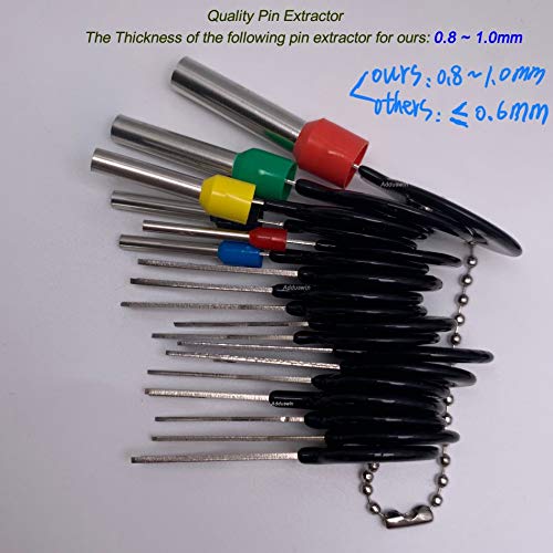 Adduswin T0023E Terminals Removal Key Tools Set for Car, Auto Electrical Wiring Crimp Connector Pin Extractor Puller Repair Remover Key Tools Set for Most Connector Terminal